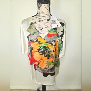 NEW Kenneth Cole NY Womens Silky Blouse Size S Colorful Summer with Tag Gift